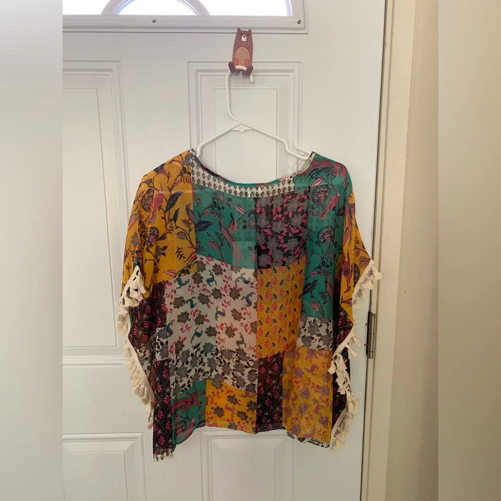 Patchwork Muti-Pattern Cover-Up Top - Picture 2 of 2